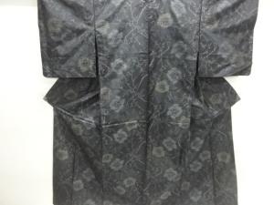 薔薇模様織出し本場泥大島紬単衣着物